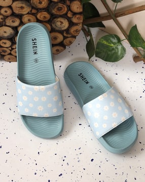 Shein Women Open Toe Floral Print Flatform Slides-picture-45