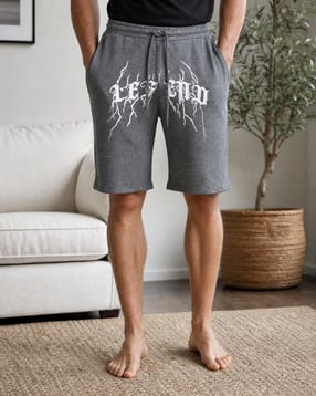 Shein Men Elasticated Drawstring Waist Typographic Print Shorts-picture-22