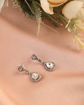Shein Shein Women Silver Tear-Drop Design Drop Earrings
