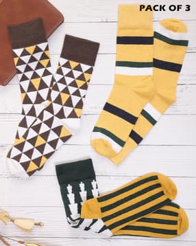 Shein Men Combo of 3 Geometric Print Everyday Socks-picture-19