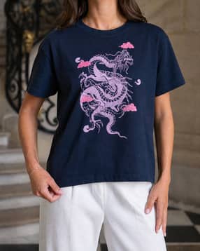 Shein Women Short Sleeve Graphic Chest Print Crew Tshirt-picture-53