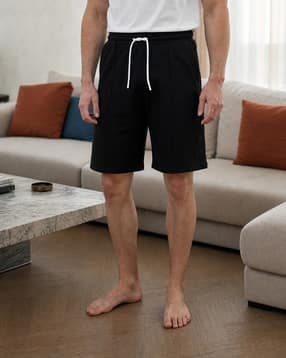 Shein Men Elasticated Drawstring Waist Pintuck Lounge Shorts-picture-15