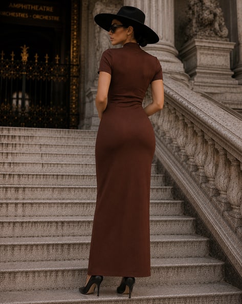 dark brown sheath dress Buy Dresses for Women by Shein Online Size:18 Wide Straight through the whole Tumbled Woven Lori Harvey looked elegant