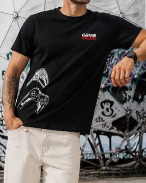 Shein Men Short Sleeve Graphic Placement Print Crew Tshirt-picture-17