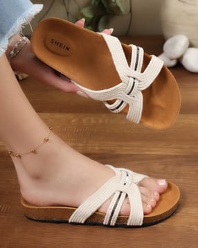 Shein Women Open Toe Braided Rope Strap Slip On Sandals-picture-38