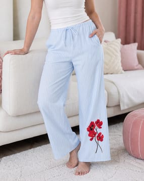 Shein Women Full Length Floral Print Striped Pyjamas-picture-25