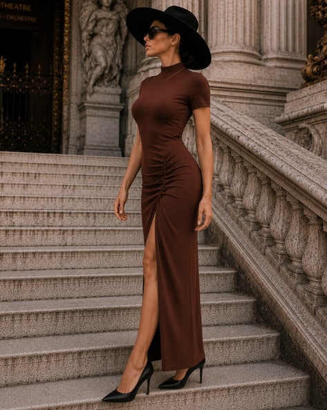 Buy Dark Brown Dresses for Women by Shein Online