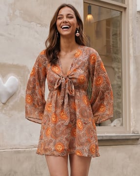 shein beach dress Elegant Dresses Plus Size Tropical Print tag-Jordan Stone-model Charlotte Ruched Maxi Dress COLOR:Navy/Ivory
