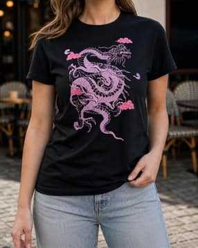 Shein Women Short Sleeve Graphic Chest Print Crew Tshirt-picture-25