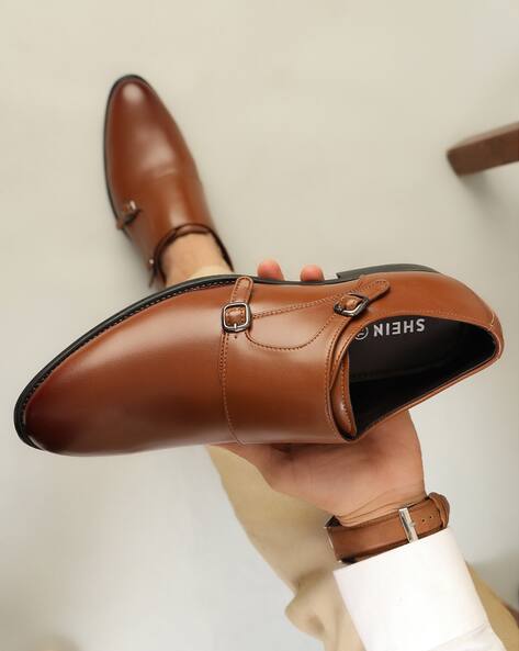 Shein Men Buckle Fastening Overlay Detail Monk Shoe