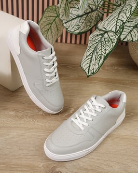 Shein Men Perforated Detail Lace-Up Court Sneakers-image-25