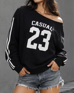 Shein Women Drop Shoulder Numeric Chest Print Sweatshirt-picture-44