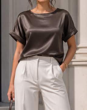 Shein Women Medium Length Extended Sleeve Shimmer Top-picture-38