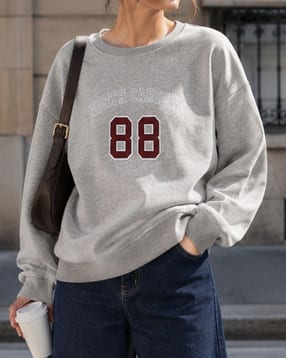 Shein Women Drop Shoulder Numeric Chest Print Sweatshirt-picture-16
