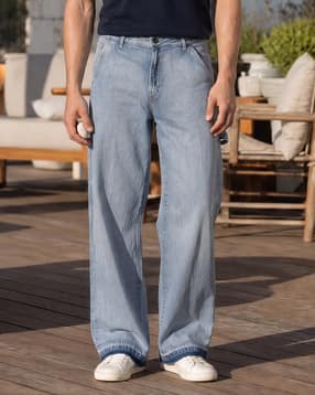 Shein Men Full Length Strap Detail Raw Hem Acid Wash Jeans-picture-26