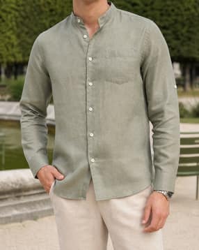 Shein Men Mandarin Collar Full Sleeve Shirt With Chest Pocket-picture-39