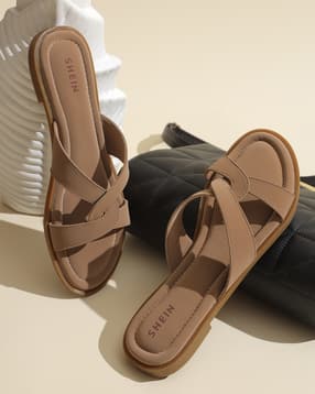 Shein Women Open Toe Cross Over Strap Slip On Flat Sandals-picture-20