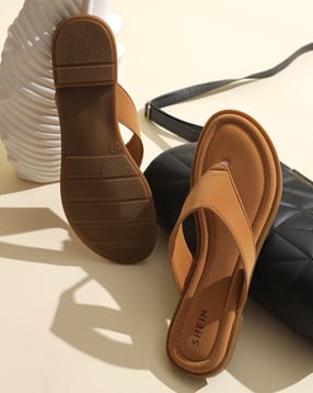 Shein Women Open Toe Thong Strap Slip-On Flat Sandals-picture-42