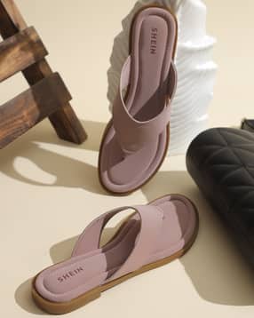 Shein Women Open Toe Thong Strap Slip-On Flat Sandals-picture-34