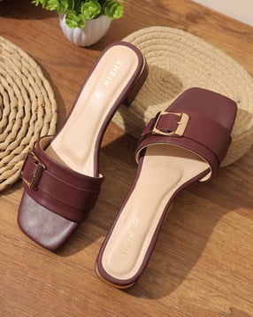 Shein Women Square Toe Buckle Strap Detail Block Heel Sandal-picture-14