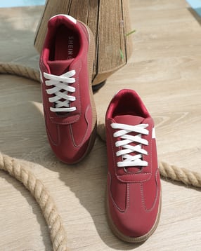 Shein Women Lace Fastening Contrast Panelled Court Sneakers-picture-41