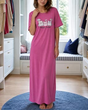 Shein Women Short Sleeve Graphic Chest Print Nightshirt-picture-40