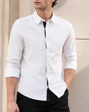 Shein Shein Men Medium Length Spread Collar Full Sleeve Shirt
