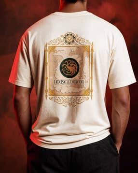 Shein Men Short Sleeve House Of Dragon Back Print Crew Tshirt-picture-19