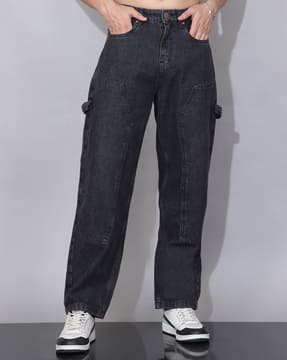 Shein Shein Men Full Length Panelled Stone Wash Carpenter Style Jeans
