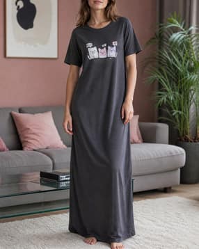 Shein Women Short Sleeve Graphic Chest Print Nightshirt-picture-31