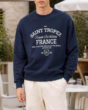 Shein Men Full Sleeve Typographic Chest Print Crew Sweatshirt-picture-21