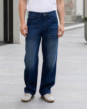 Shein Shein Men Street Full Length Panelled Mid Wash Jeans