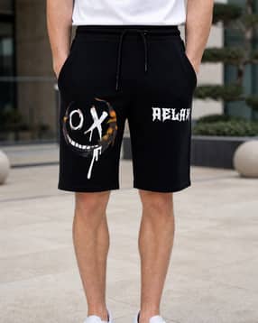 Shein Men Knee Length Graphic Placement Print Lounge Shorts-picture-35