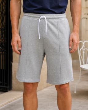 Shein Men Elasticated Drawstring Waist Pintuck Lounge Shorts-picture-12