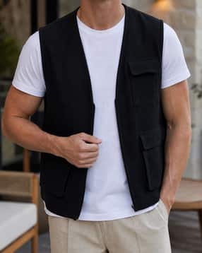 Shein Men Medium Length Sleeveless Textured Gillets-picture-33