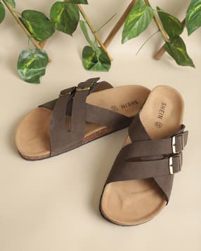 Shein Men Open Toe Overlay Buckle Cross Strap Sliders-picture-10