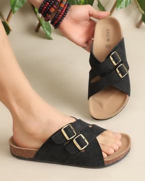 Shein Men Open Toe Overlay Buckle Cross Strap Sliders-picture-47