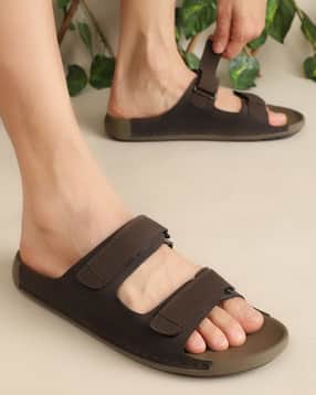 Shein Men Open Toe Velcro Strap Detail Flat Sliders-picture-50