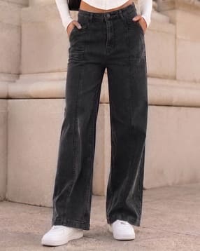 Shein Women Full Length Panelled Light Wash Jeans-image-11