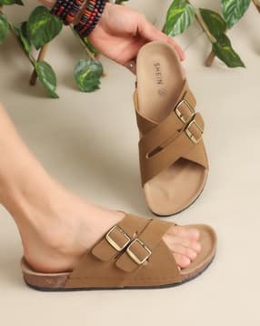 Shein Men Open Toe Overlay Buckle Cross Strap Sliders-picture-37