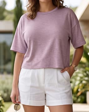 Shein Women Drop Shoulder Sleeves Crew Tshirt-picture-28