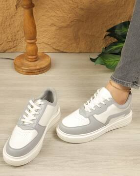 Shein Women Contrast Panelled Lace-Up Court Sneaker-picture-13