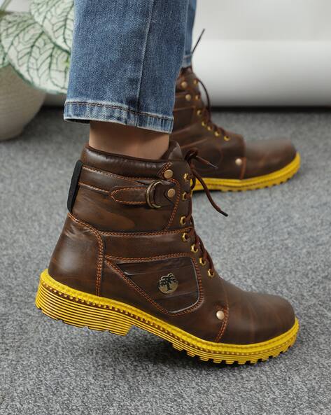 Shein Men Lace Fastening Ankle Length Combat Boots