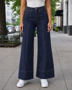 Shein Women Full Length Panelled Light Wash Jeans-image-20