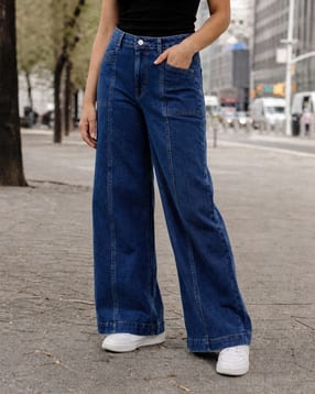 Shein Women Full Length Panelled Light Wash Jeans-image-12