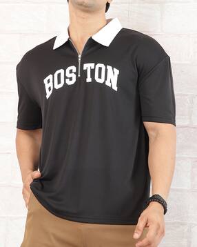 Shein Men Typographic Chest Print Zipped Polo Tshirt-picture-16
