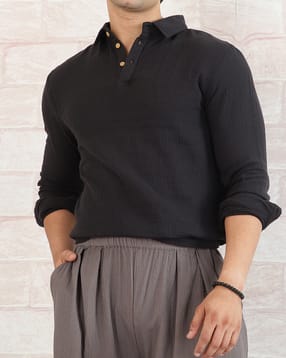 Shein Men Spread Collar Full Sleeve Half Button Closure Shirt-picture-31