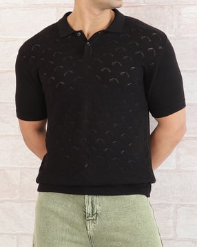 Shein Men Spread Collar Short Sleeve Self Design Polo Tshirt-picture-22