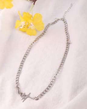 Shein Shein Men Silver Abstract Charm Pendant Classic Chain