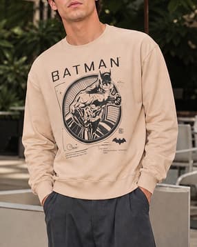 Shein Men Full Sleeve Batman Front Print Crew Sweatshirt-picture-39